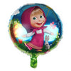 A balloon shaped like a girl wearing a pink hooded outfit with a bow and surrounded by floral elements and a rabbit.