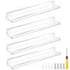 A set of five clear acrylic floating display shelves for invisible wall mounting.