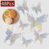 48 pieces of decorative 3D butterfly wall stickers for home decor with natural-colored butterflies