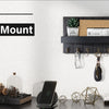 A rustic wooden wall mount organizer for keys and mail featuring five hooks, displayed on a white wall.
