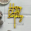 Gold acrylic birthday cake topper set spelling out Happy Birthday