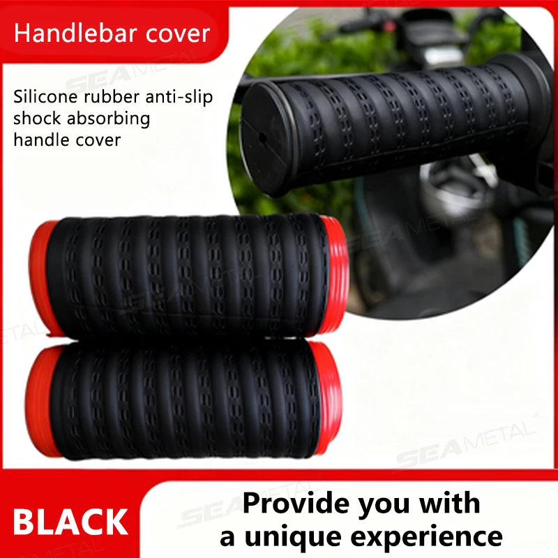 Black silicone rubber anti-slip shock absorbing handlebar cover for motorcycles