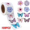 Rouleau de décalcomanies colorées de papillons et de fleurs pour loisirs créatifs et décoration