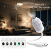 A white USB Starry Sky night light projector with a flexible neck and power cord, shown next to multiple light heads.