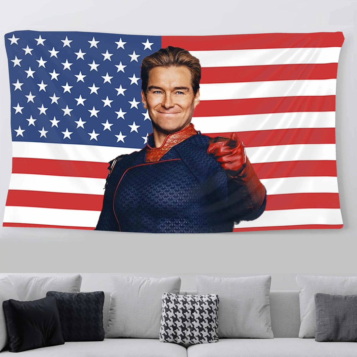 Homelander Patriotic Flag Tapestry – Superhero Wall Art