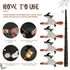 A set of floating LED candles with magic wand remote showing instructions for use.