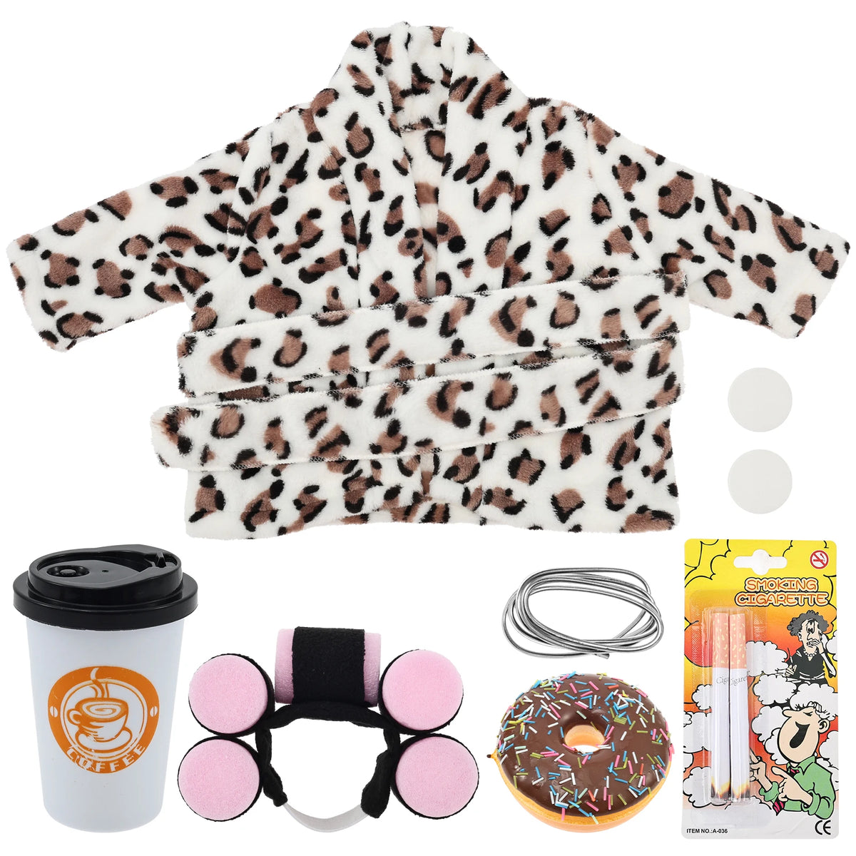 A decorative lawn goose costume set featuring a patterned fabric and a black cup.