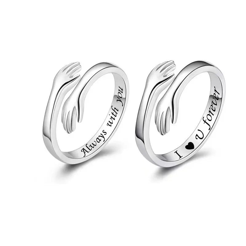 Open Design Hug Ring with Embracing Hands for Women