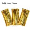 Bundle of 750 gold wire ties used for cellophane treat bags, 10cm long.