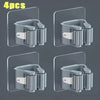 Four wall mounted holders for storing mops and brooms in a silver finish