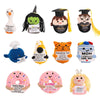 A collection of handmade crochet positive potato dolls featuring various inspirational slogans and designs.