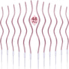A set of 48 pink rainbow birthday candles shown vertically.