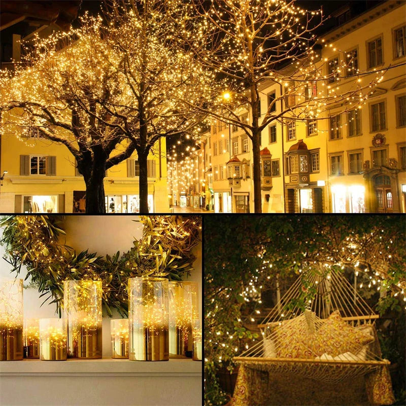 Solar-Powered Outdoor Festoon String Lights with Waterproof Garland Design