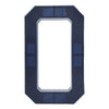 A rectangular solar LED house number sign with automatic dusk-to-dawn lighting, featuring a dark frame and solar panels.