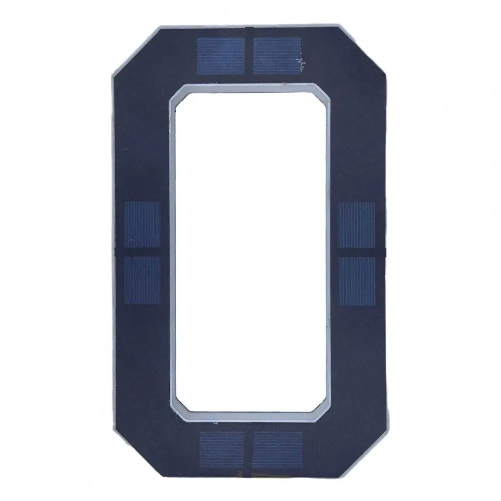 A rectangular solar LED house number sign with automatic dusk-to-dawn lighting, featuring a dark frame and solar panels.