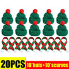 Festive Mini Santa Hat & Scarf Wine Bottle Topper Set