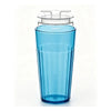 A clear blue plastic drinking cup with a silicone lid, shown against a white background.