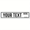 A blank white rectangular metal sign with the text YOUR TEXT HERE on it.