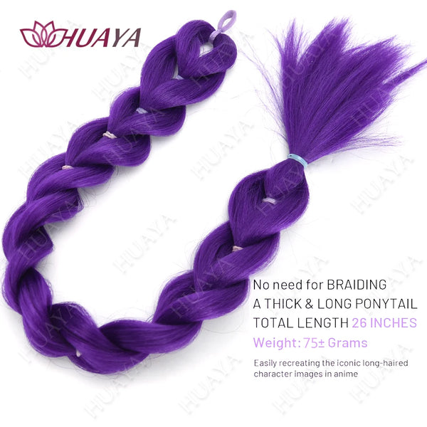 Purple Braided Ponytail Hairpiece for Kids