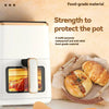 A white food-grade multi-purpose waterproof and anti-stick pot is shown next to baked bread.