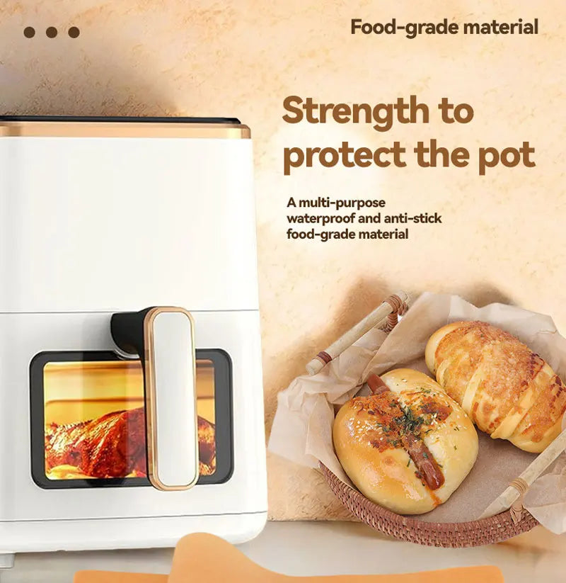 A white food-grade multi-purpose waterproof and anti-stick pot is shown next to baked bread.