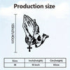 Diagram showing the production size of Praying Hands Metal Wall Art, with dimensions listed as 16 inches or 40cm.