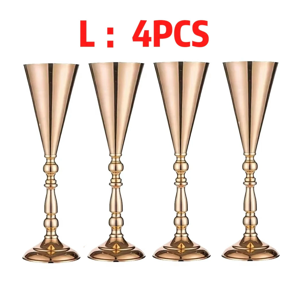 Gold Trumpet Vase Metal Flower Holder for Weddings & Home Decor