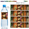 A set of 10 water bottle label stickers featuring Masha and Bear characters on wooden backgrounds.