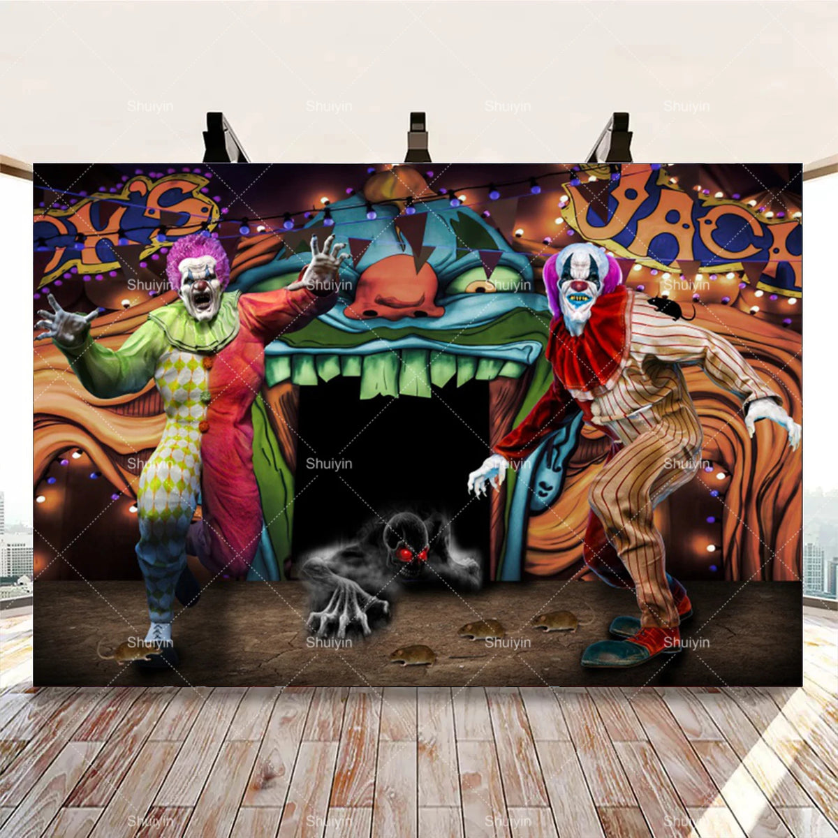 Evil Clown Circus Halloween Photography Backdrop