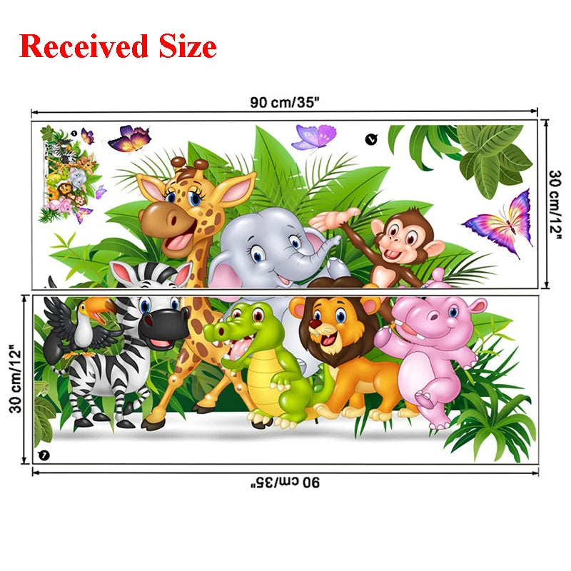 Set süße Waldtier-Wandsticker mit Giraffe, Elefant, Affe und verschiedenen Säugetieren
