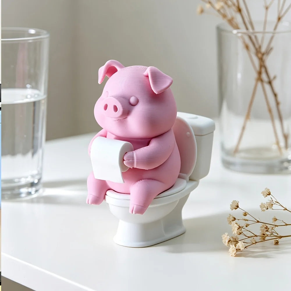 Charming Ceramic Pig Bathroom Decor Figurine