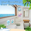 Decorations for a cruise room featuring a window view and a mirror with a tropical theme.
