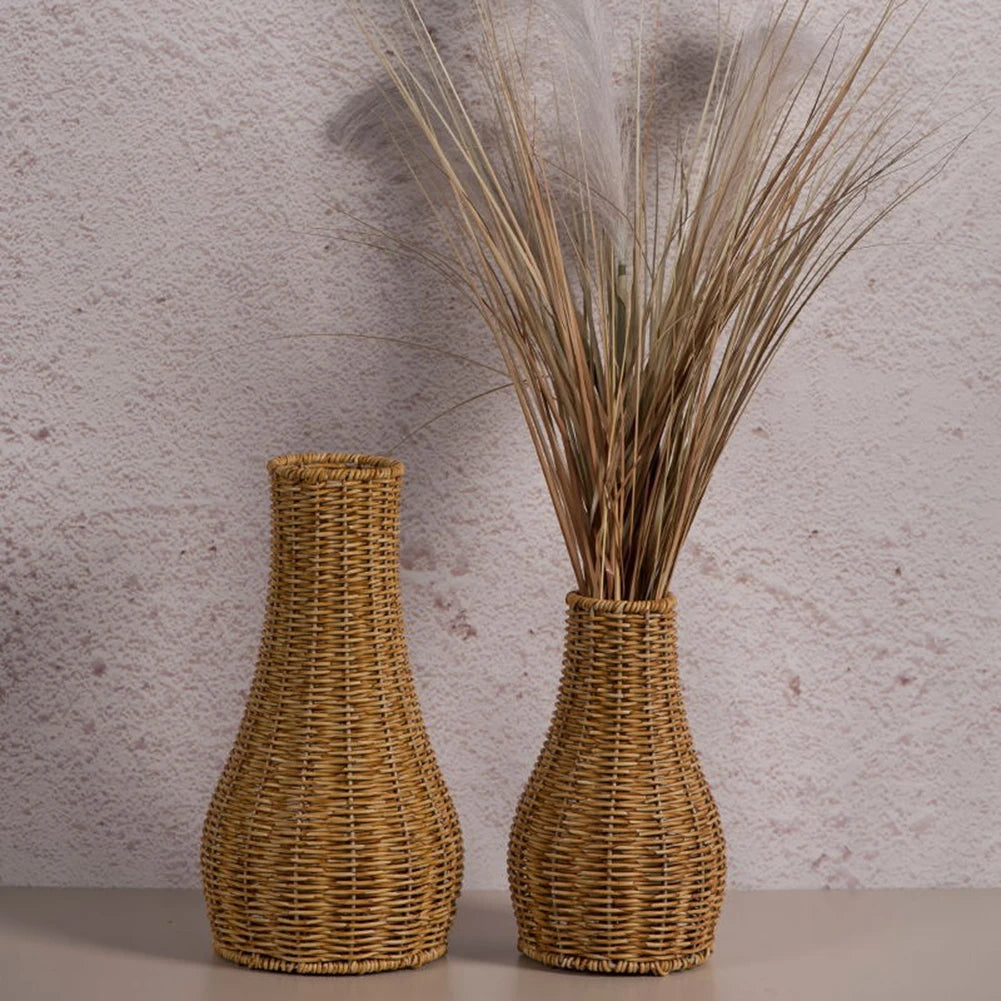Hand-Woven Rattan Style Decorative Vase