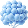 A bunch of light blue latex party balloons tied together, ready for a celebration.