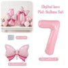 Pink balloon set featuring a large pink number balloon and a medium pink bow balloon.