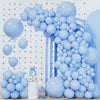Großes Ballon-Girlande aus hellblauen Ballons mit weißen Blumen und blauen Girlanden