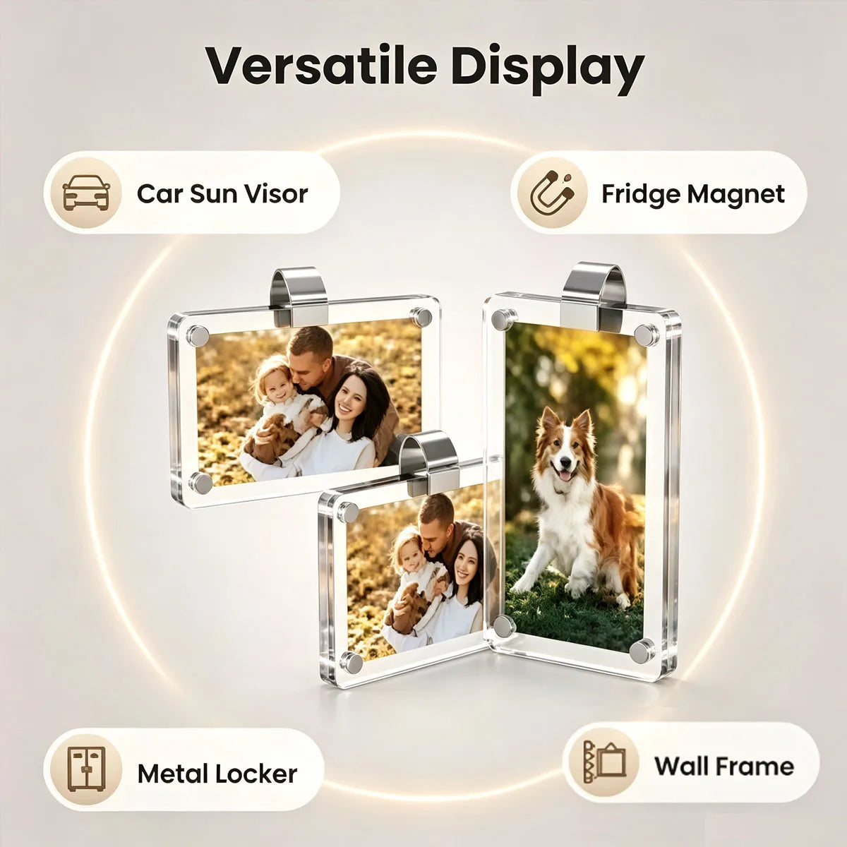 Magnetic Acrylic Photo & Card Display Frame for Car or Home