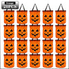 Orange Halloween pumpkin tote bags with black carved faces and light-up handles