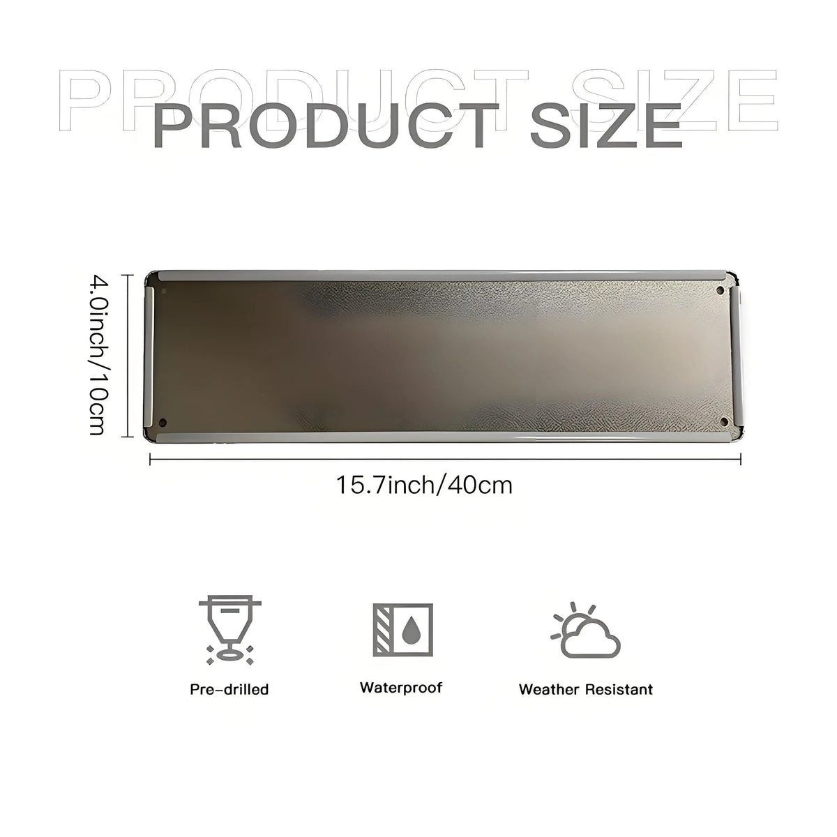 Señal metálica rectangular, de 10 cm x 4 pulgadas, para uso exterior y sin taladrar.