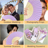 Collection d'éventails pliants élégants pour femmes, violet et or, pour mariages en extérieur et photographie d'été