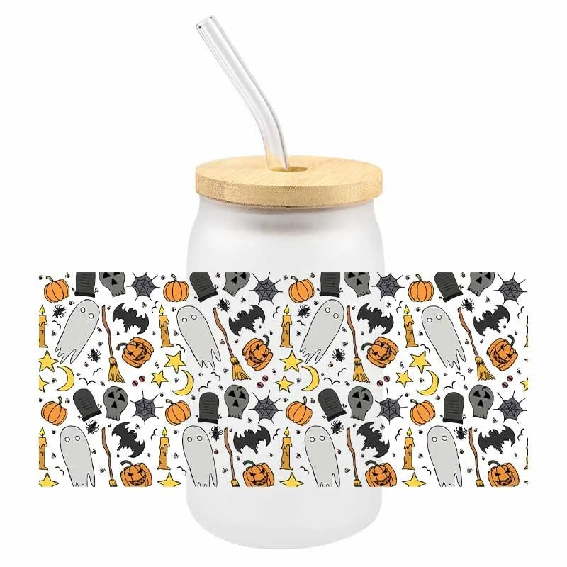 Halloween Spooky UV DTF Cup Wraps – 3D Cartoon Stickers