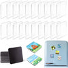 A collection of clear acrylic fridge magnets and a black magnetic strip are displayed.