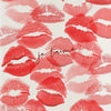 A repeating pattern of stylized red and pink lips drawn in a watercolor or brushstroke style on a light background.