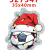 Silver glitter Christmas acrylic charm shaped like a soccer ball for DIY hair bows