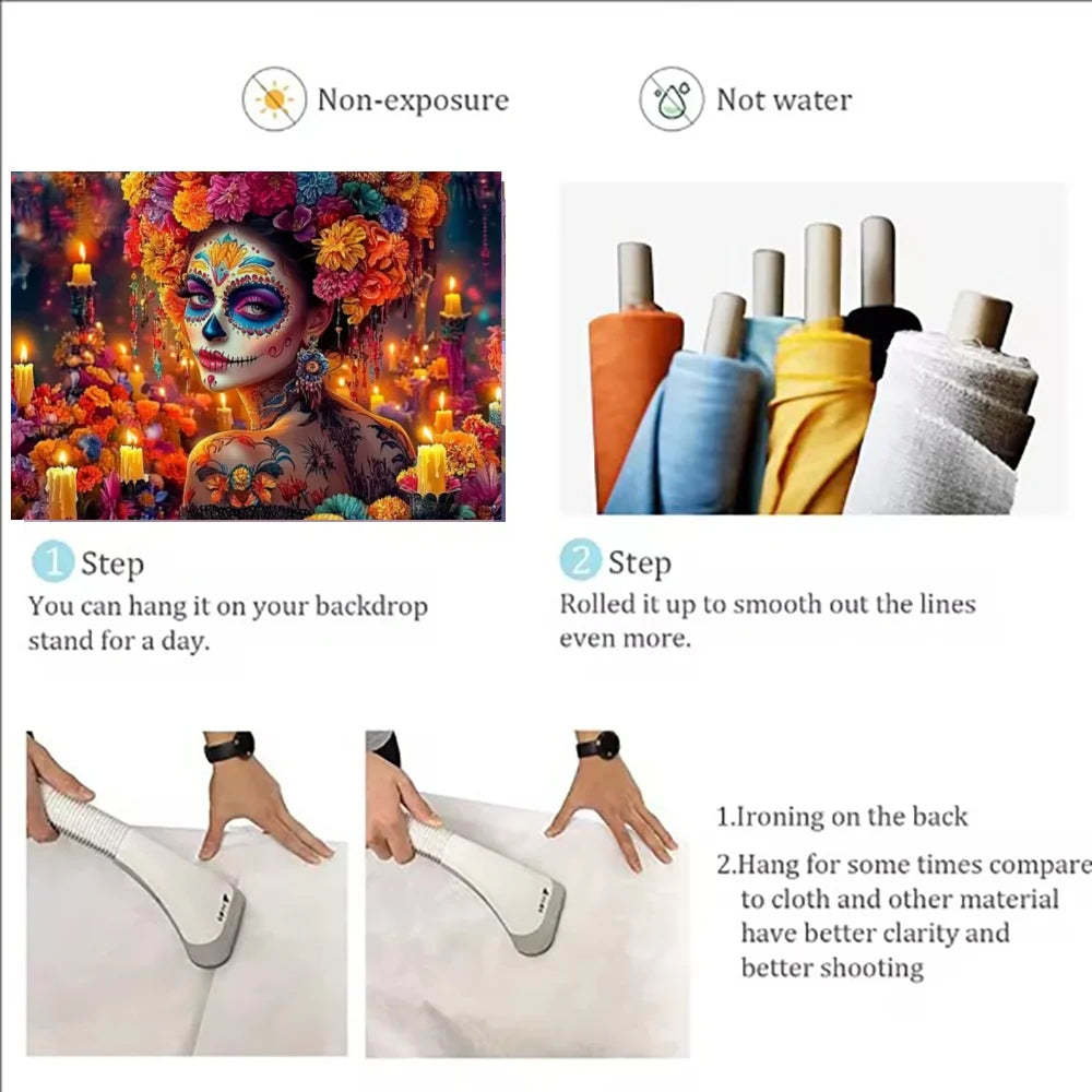 Day of the Dead Skeleton Carnival Backdrop for Halloween Party Decorations