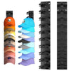 Wall mounted hat storage organizer showing various colored hats neatly displayed on a vertical rack