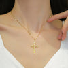 Gold Stainless Steel Crystal Cross Pendant Necklace