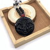 Amitabha Buddha Carved Obsidian Pendant Necklace