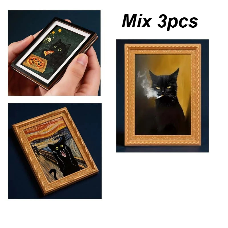 3D Cat Pizza Fridge Magnet with Photo Frame