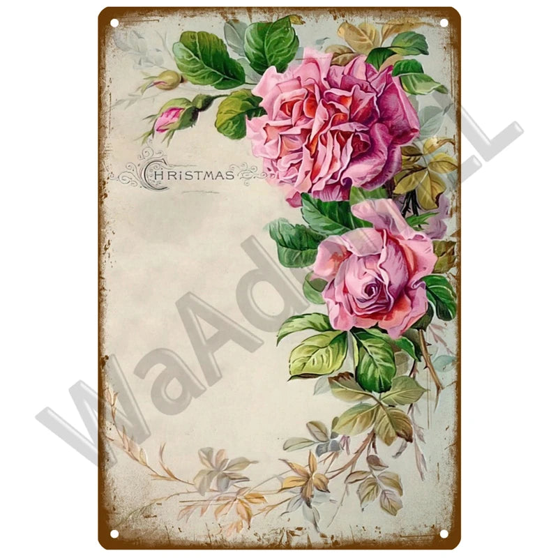 Vintage lavender sunflower metal sign featuring a watercolor floral design on a distressed background.
